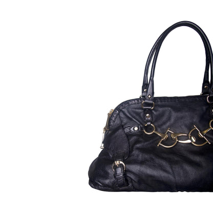 Gucci Horsebit Gold Hardware Black Leather Handbag SC: 5782