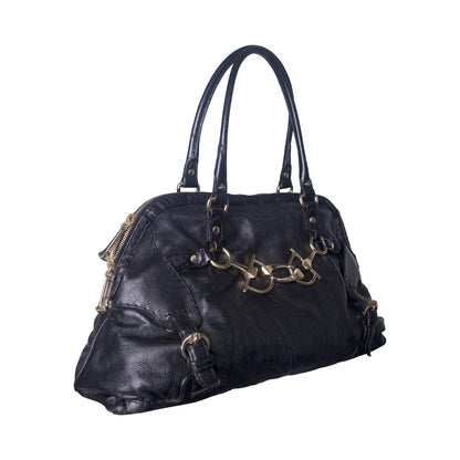 Gucci Horsebit Gold Hardware Black Leather Handbag SC: 5782