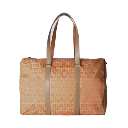 2000's Fendi FF Zucchino Logo Patent Coral Boston Bag
