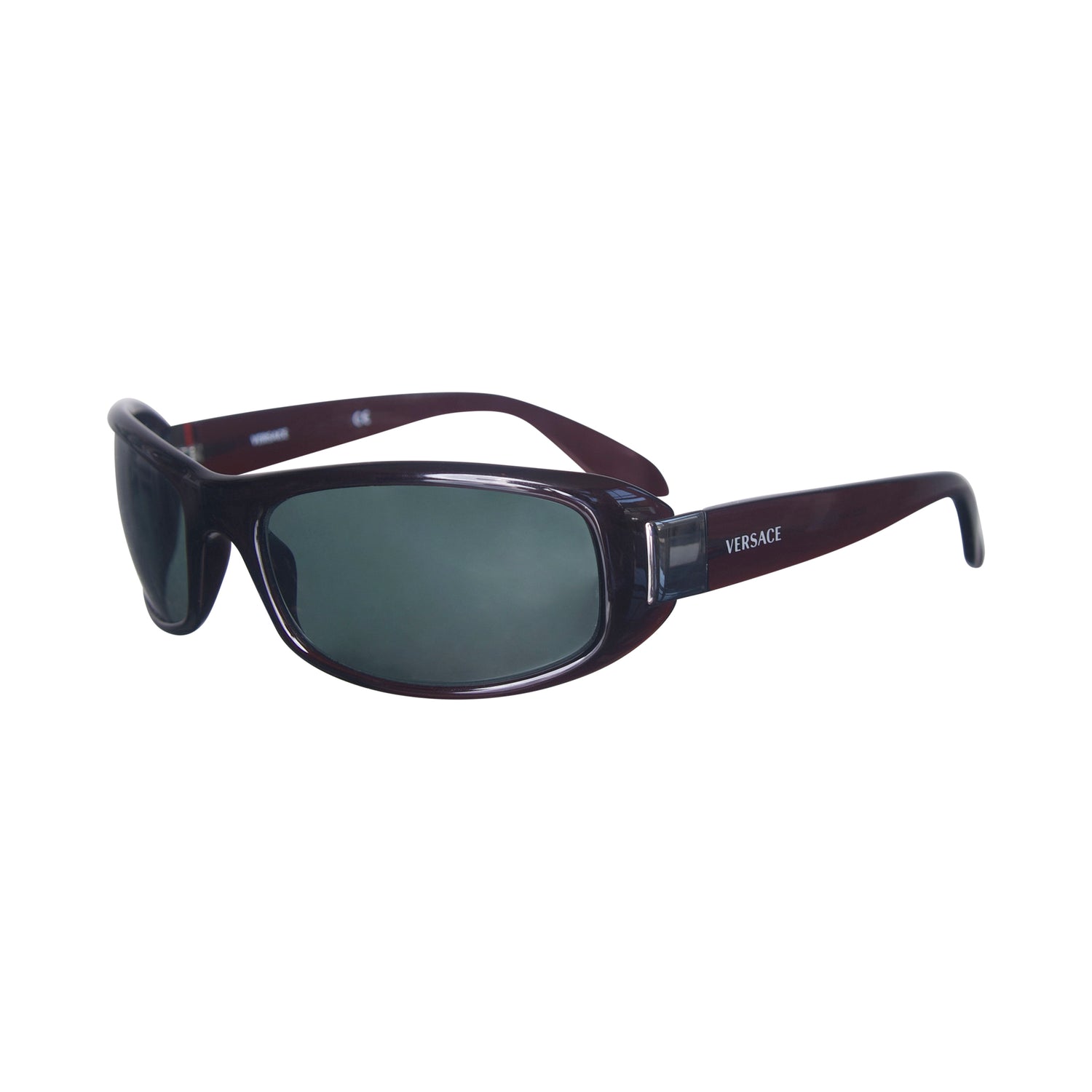 Versace 4043 Black Acetate Square Wraparound Sunglasses
