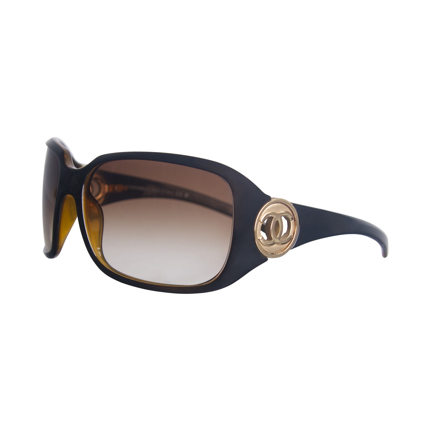 2007 Chanel 6023 Gold Embelem Oversized Brown Frame Sunglasses