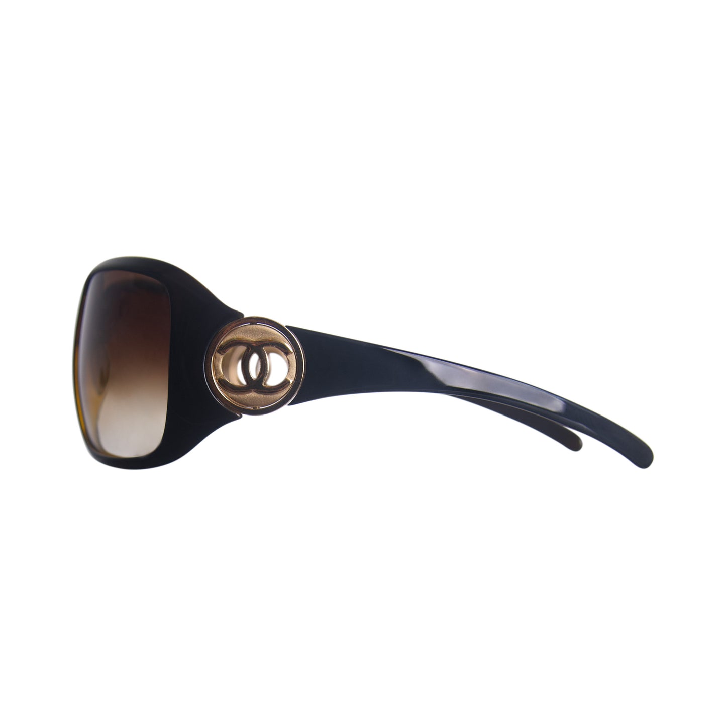 2007 Chanel 6023 Gold Embelem Oversized Brown Frame Sunglasses