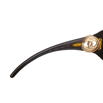2007 Chanel 6023 Gold Embelem Oversized Brown Frame Sunglasses