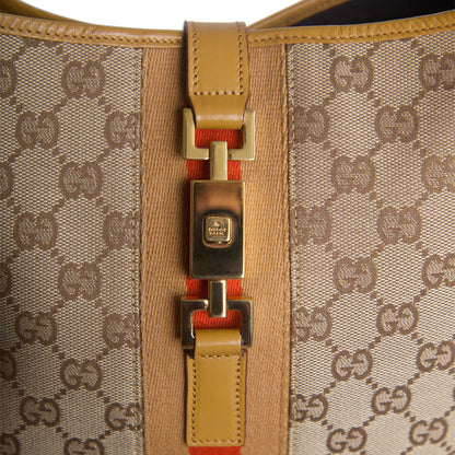 2000 Gucci Monogram Canvas Tan Leather Jackie Bag