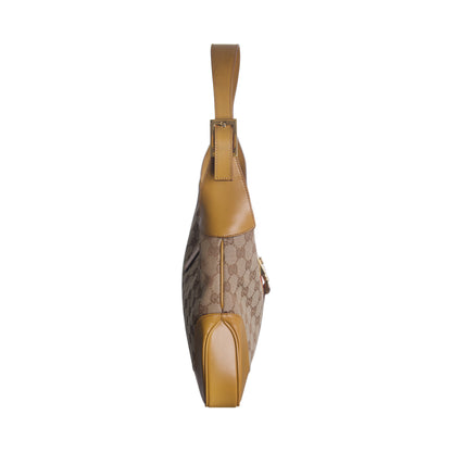 2000 Gucci Monogram Canvas Tan Leather Jackie Bag