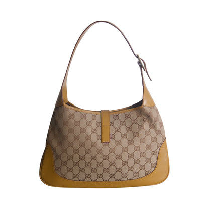 2000 Gucci Monogram Canvas Tan Leather Jackie Bag