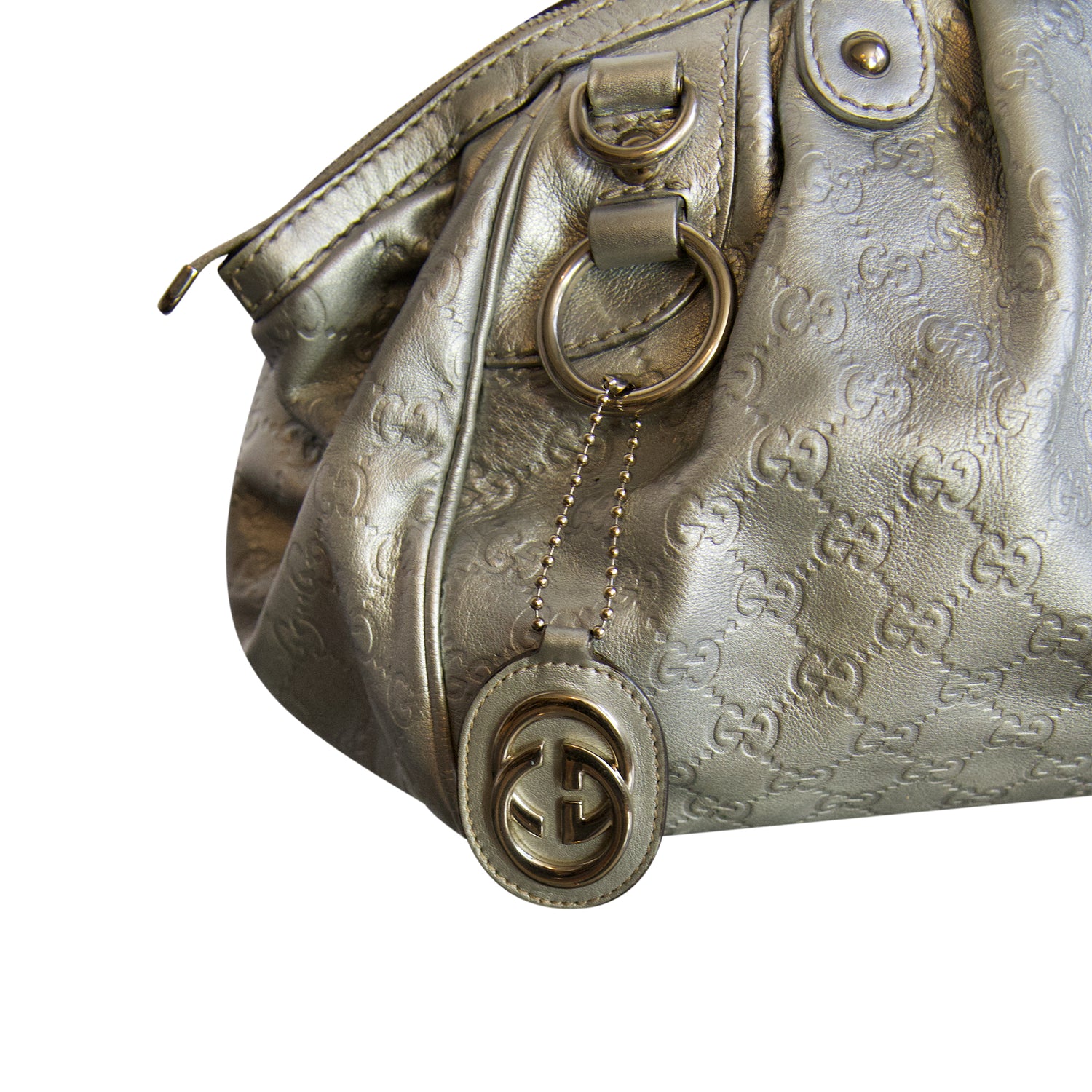 Gucci Silver Guccissima Sukey Shoulder Bag