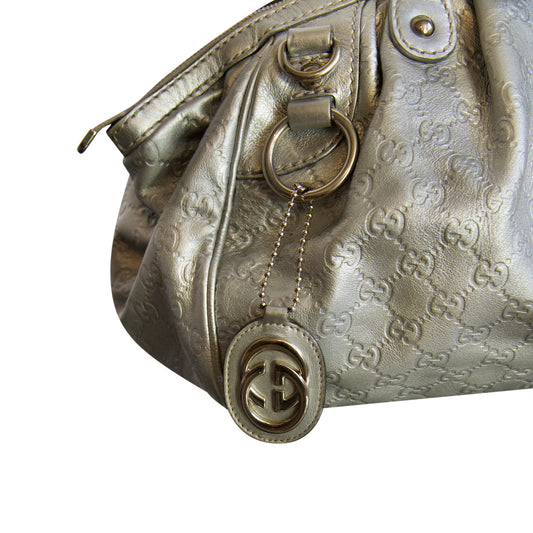 Gucci Silver Guccissima Sukey Shoulder Bag