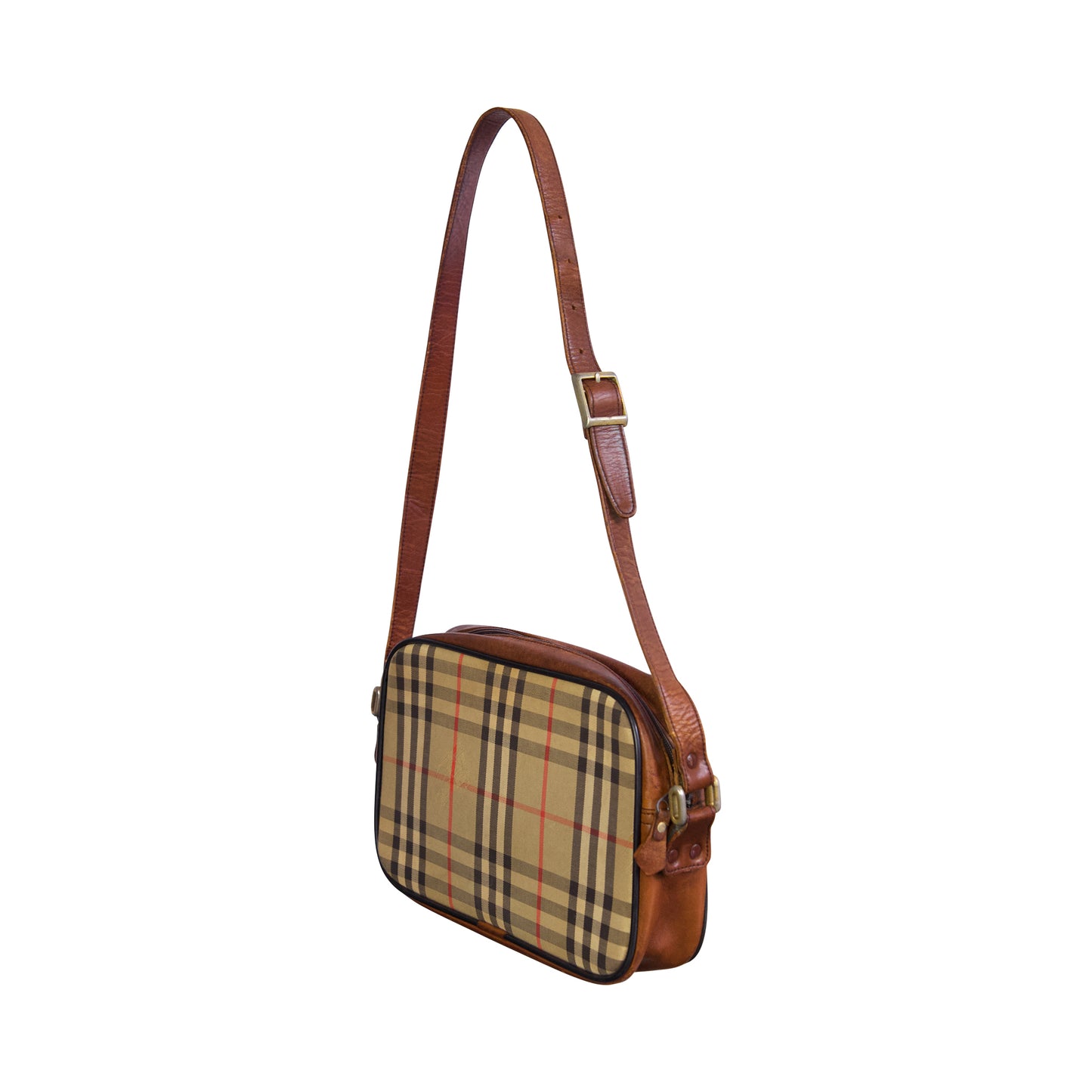 Burberry Beige Horseferry Nova Check Leather Crossbody Bag