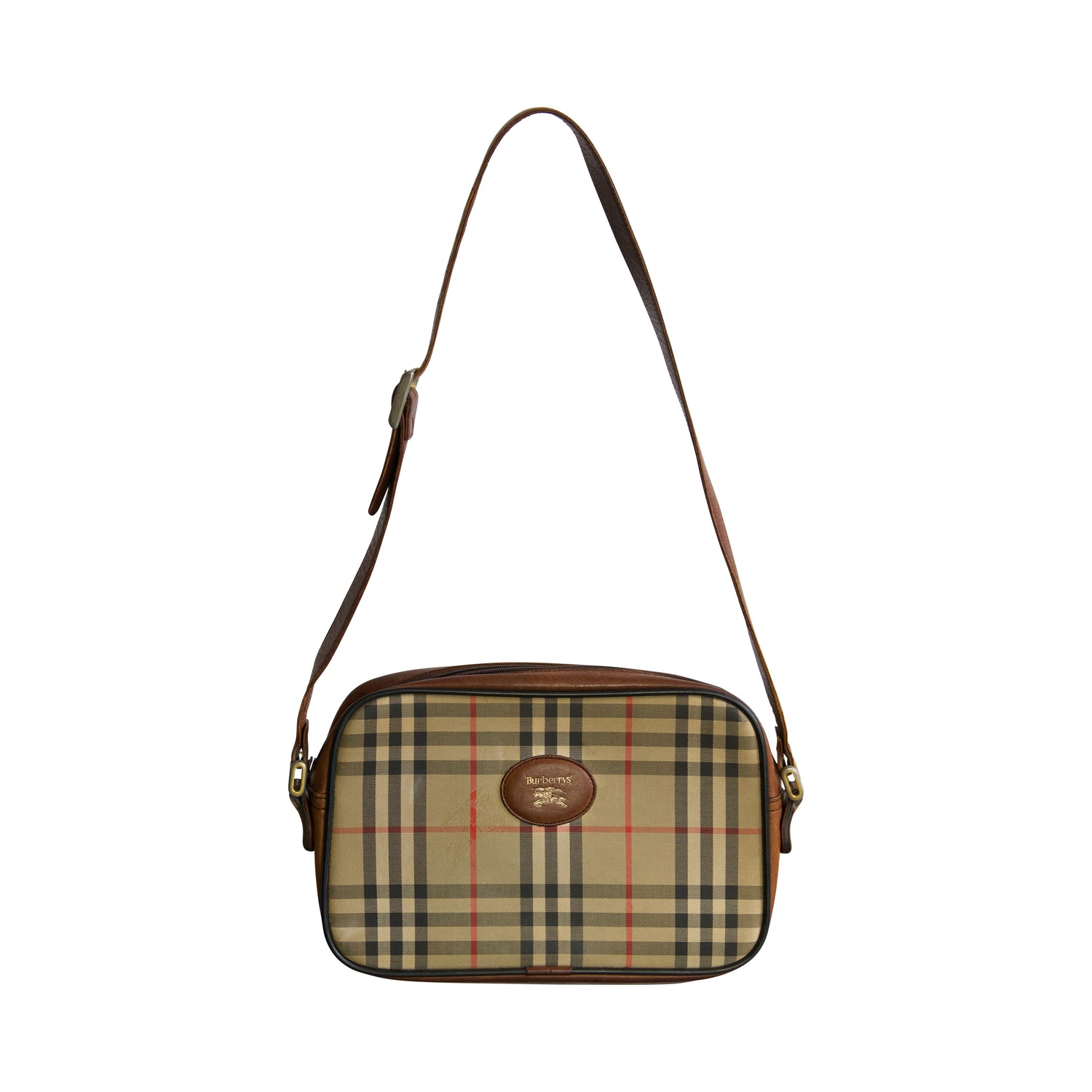 Burberry Beige Horseferry Nova Check Leather Crossbody Bag