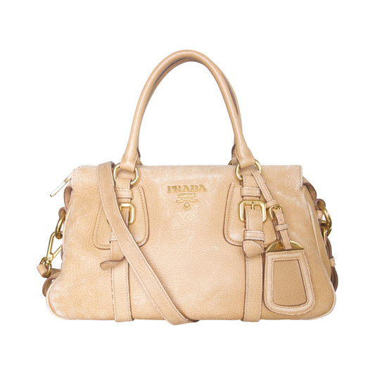 2000's Prada Vitello Leather Bowler Bag