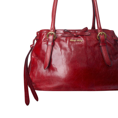 2007 Miu Miu Vitello Bow Leather Shoulder Bag