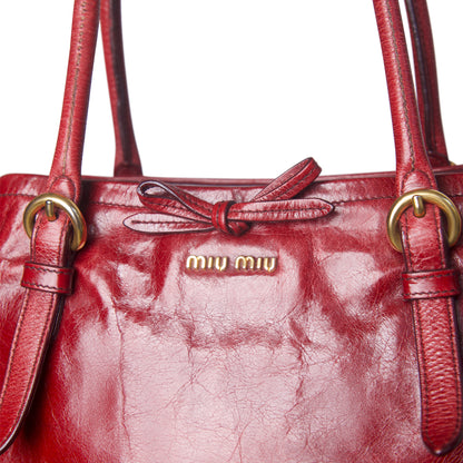 2007 Miu Miu Vitello Bow Leather Shoulder Bag