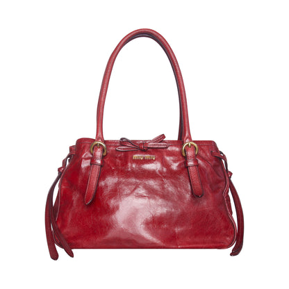 2007 Miu Miu Vitello Bow Leather Shoulder Bag