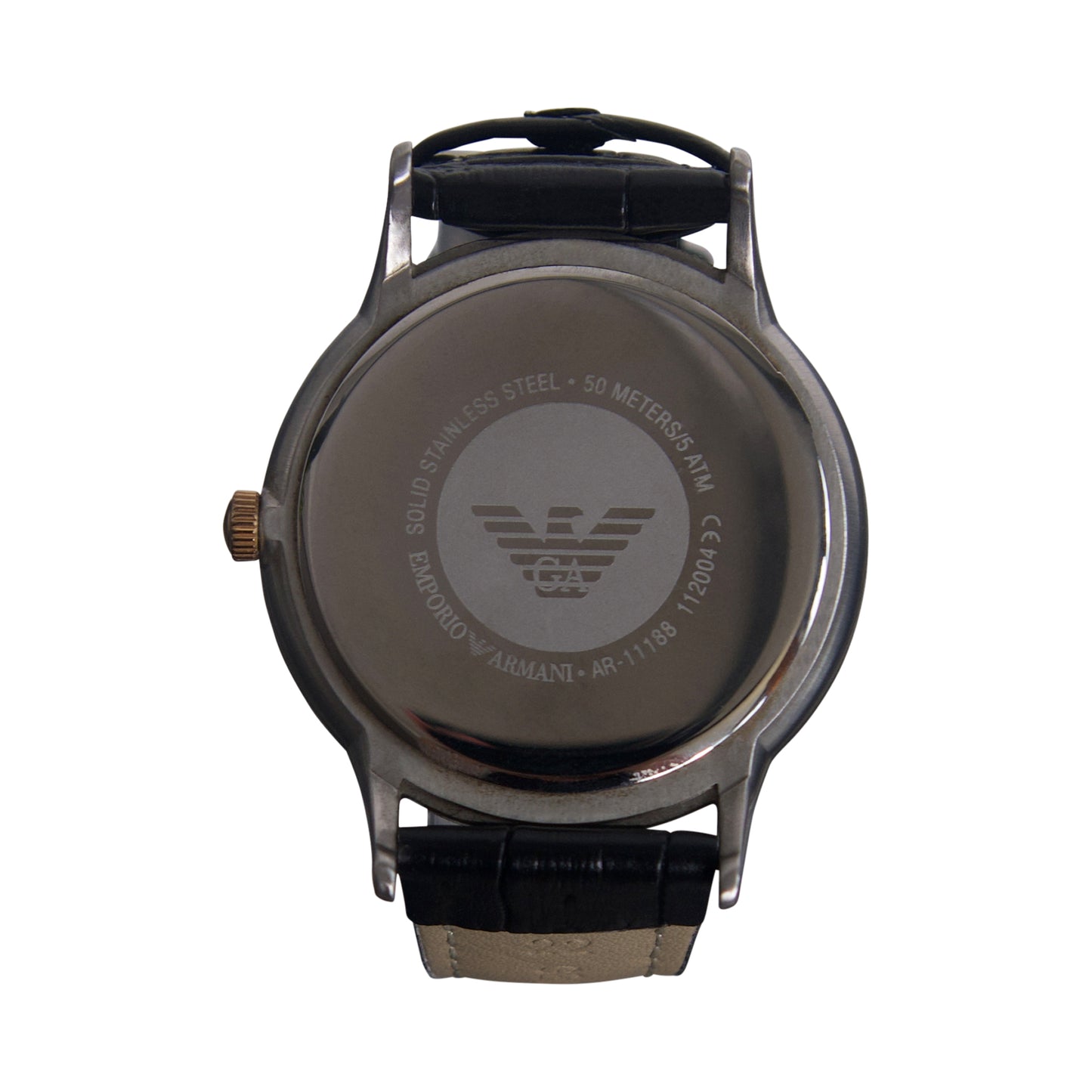Emporio Armani Black Croc Leather Strap Watch