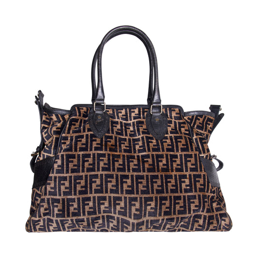 Fendi Zucca Velvet FF Bag Du Jour