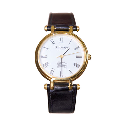 Burberry Gold Plated Leather Strap Watch 3200