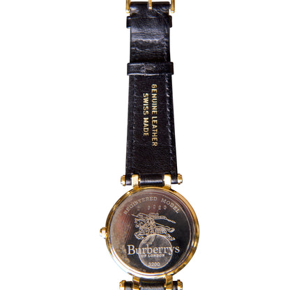 Burberry Gold Plated Leather Strap Watch 3200