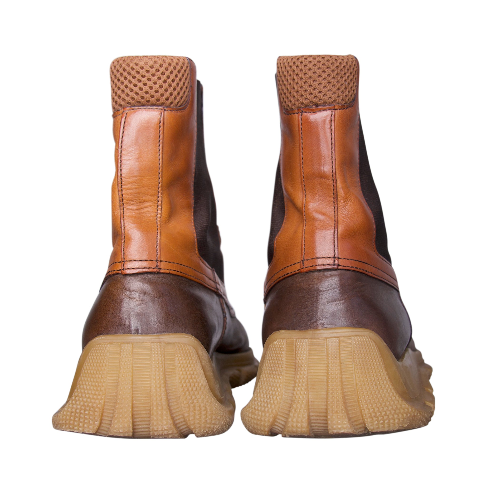 靴 1999 miu miu leather boots brown F/W 1999 Miu Miu Brown Leather Chelsea Boots – Vintage