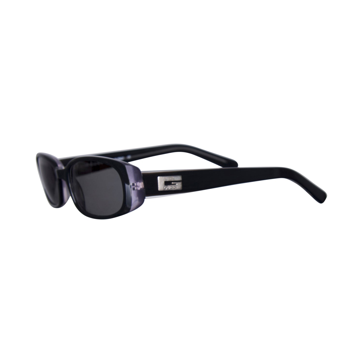 1998 Gucci Silver Monogram Black Frame Sunglasses