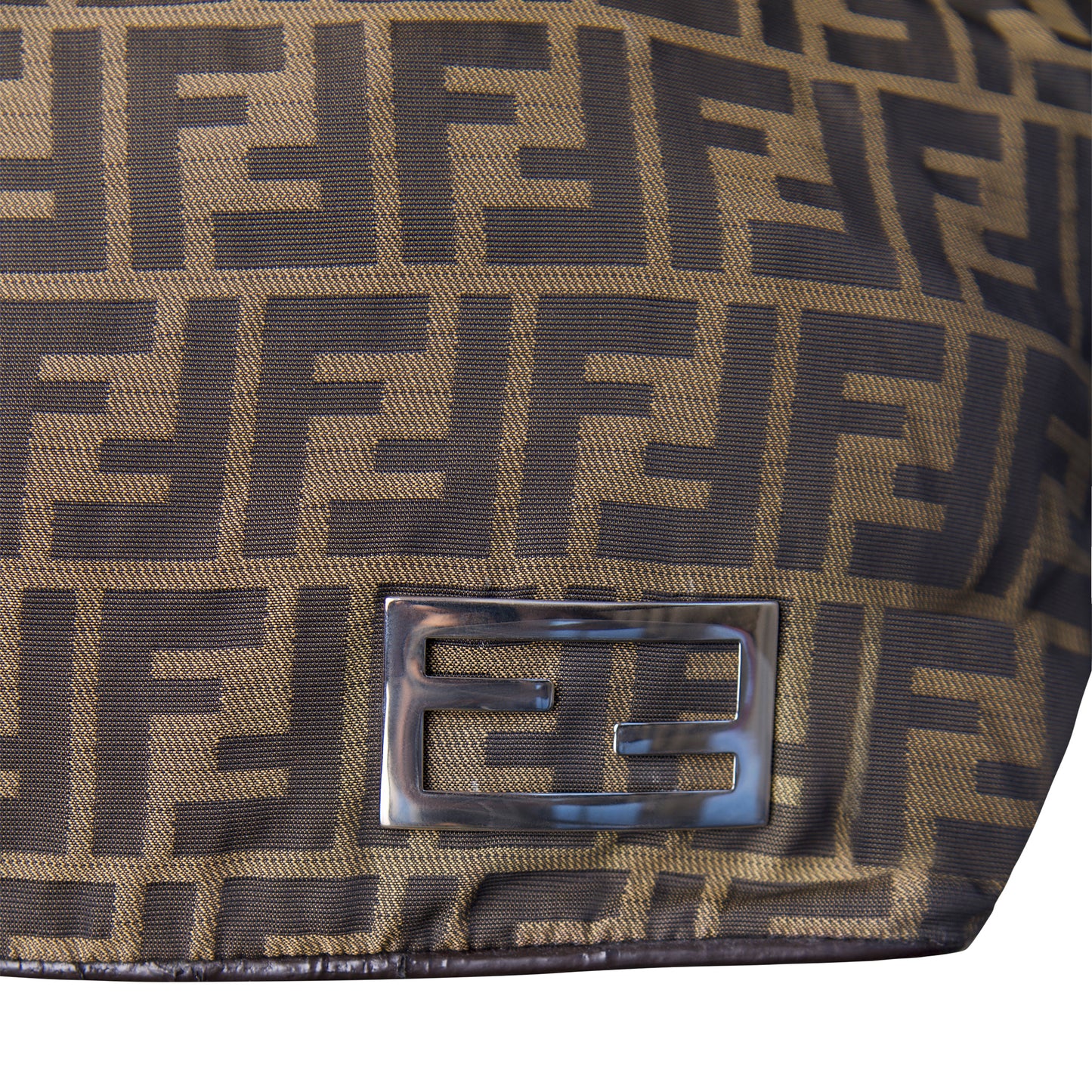 Fendi Zucca Monogram Canvas Leather Handle Tote Bag