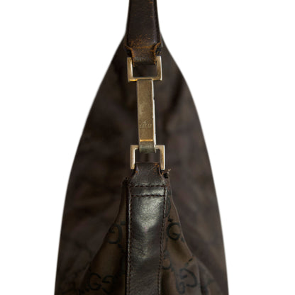 Gucci Black XL GG Supreme Nylon Leather Shoulder Bag