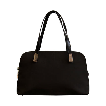 Gucci Black Nylon Leather Top-Handle