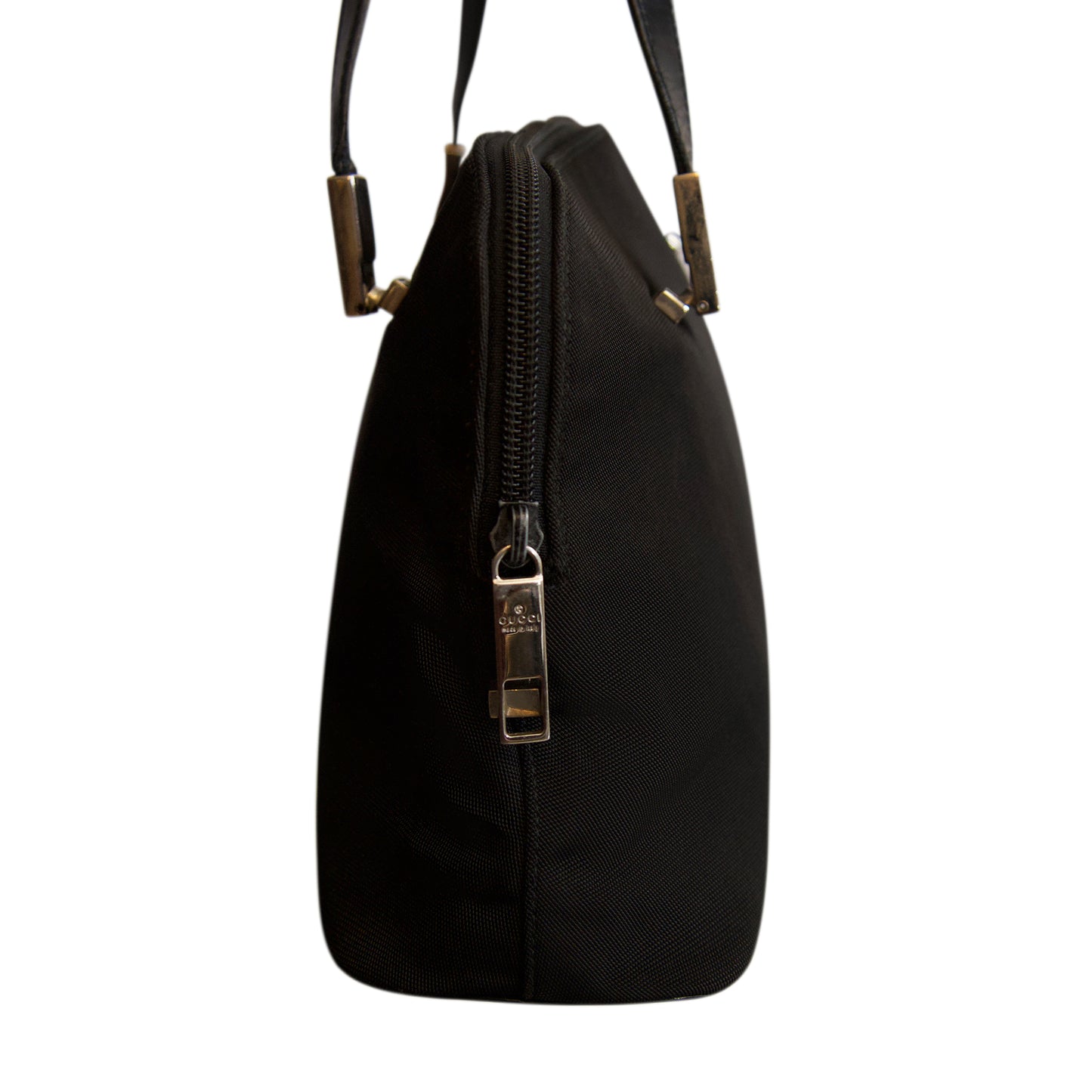 Gucci Black Nylon Leather Top-Handle