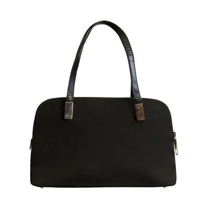 Gucci Black Nylon Leather Top-Handle