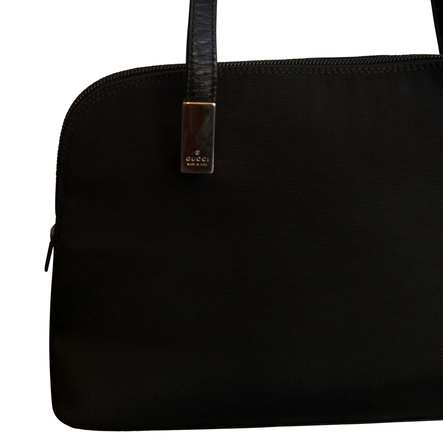 Gucci Black Nylon Leather Top-Handle