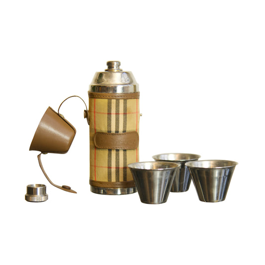 90's Burrberry Nova Check Scotch Flask Set