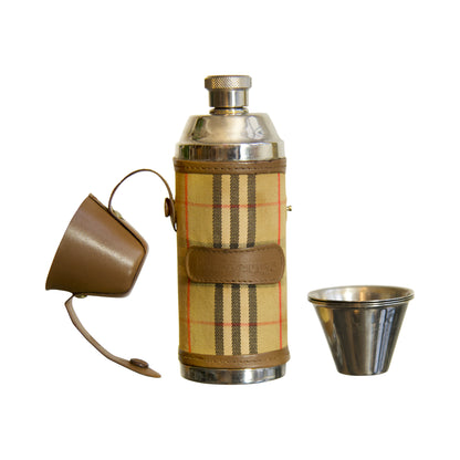 90's Burrberry Nova Check Scotch Flask Set