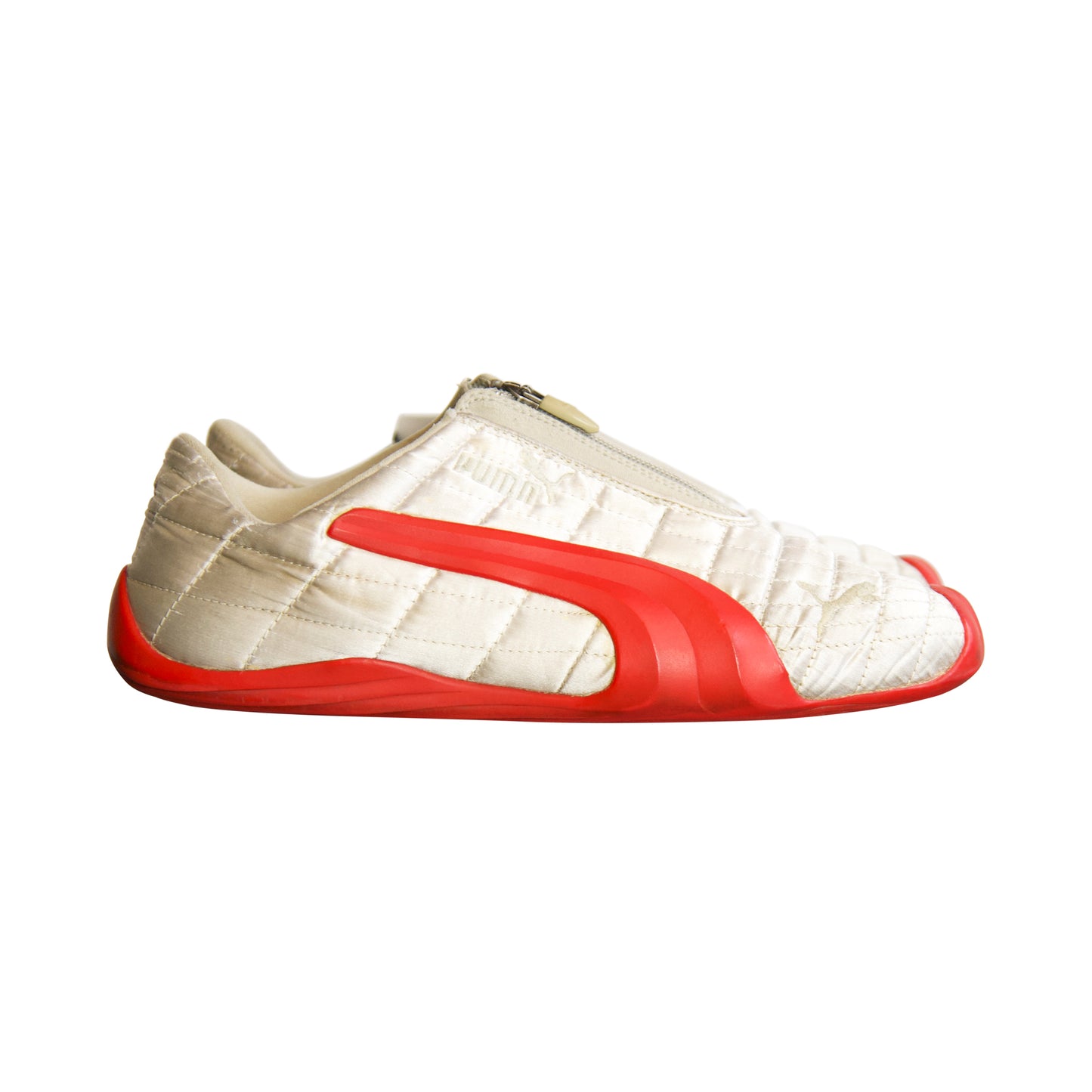 Puma Silver Quilted Red Lined Zip Up Football Boots