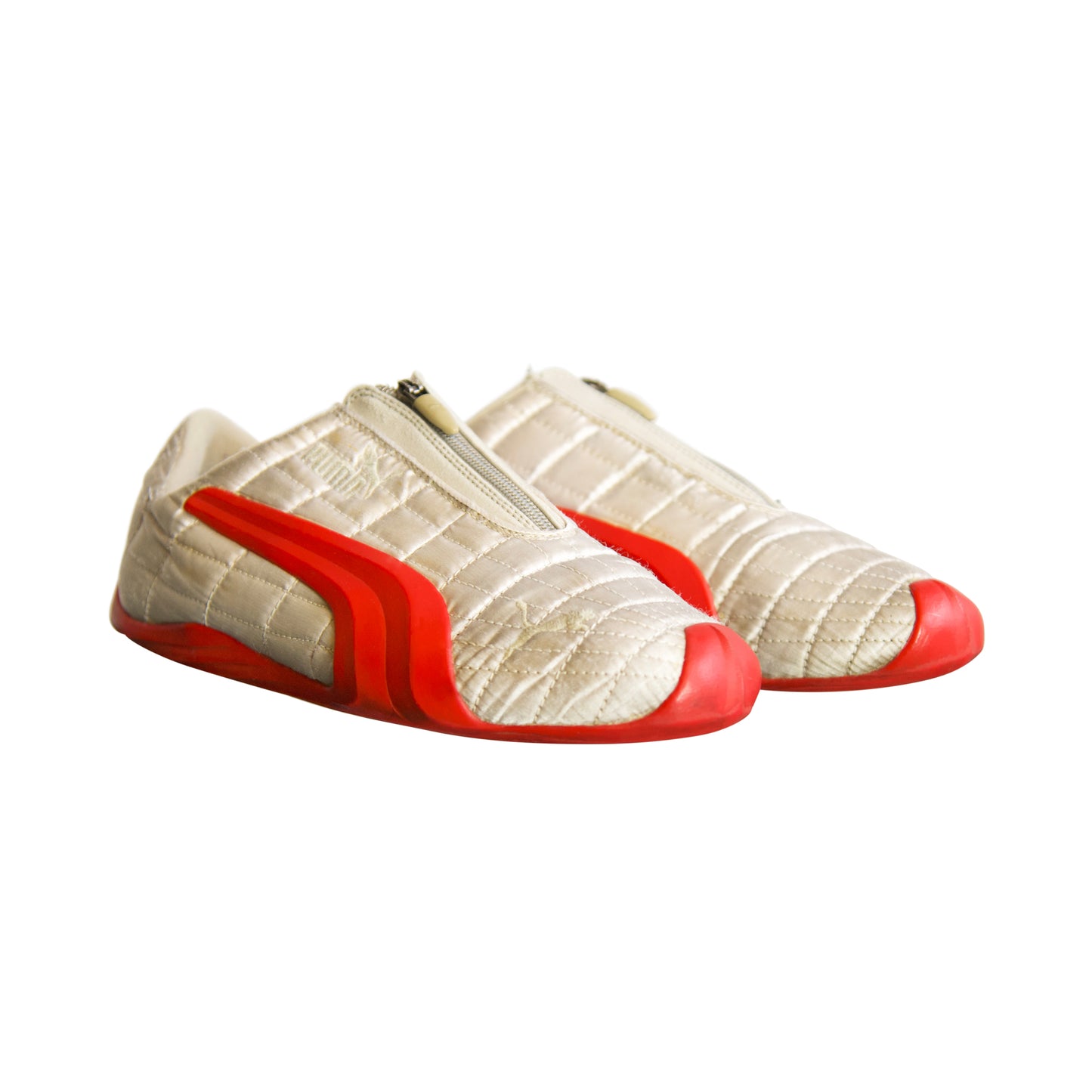 Puma Silver Quilted Red Lined Zip Up Football Boots