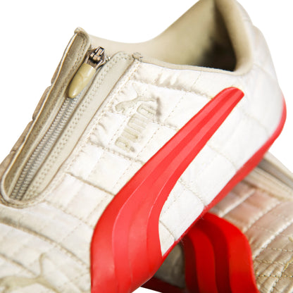 Puma Silver Quilted Red Lined Zip Up Football Boots