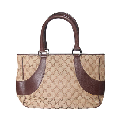 Gucci GG Monogram Eclipse Canvas Leather Trim Tote Bag