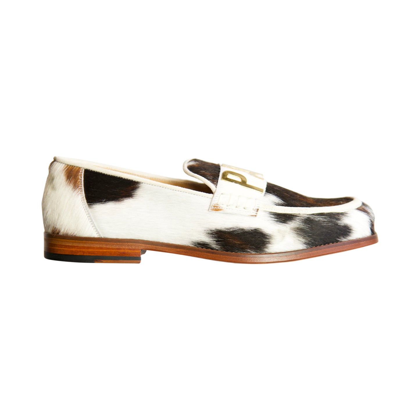 S/S 2021 Palace White Brown Patch Faux Pony Loafer