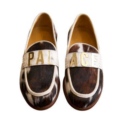 S/S 2021 Palace White Brown Patch Faux Pony Loafer