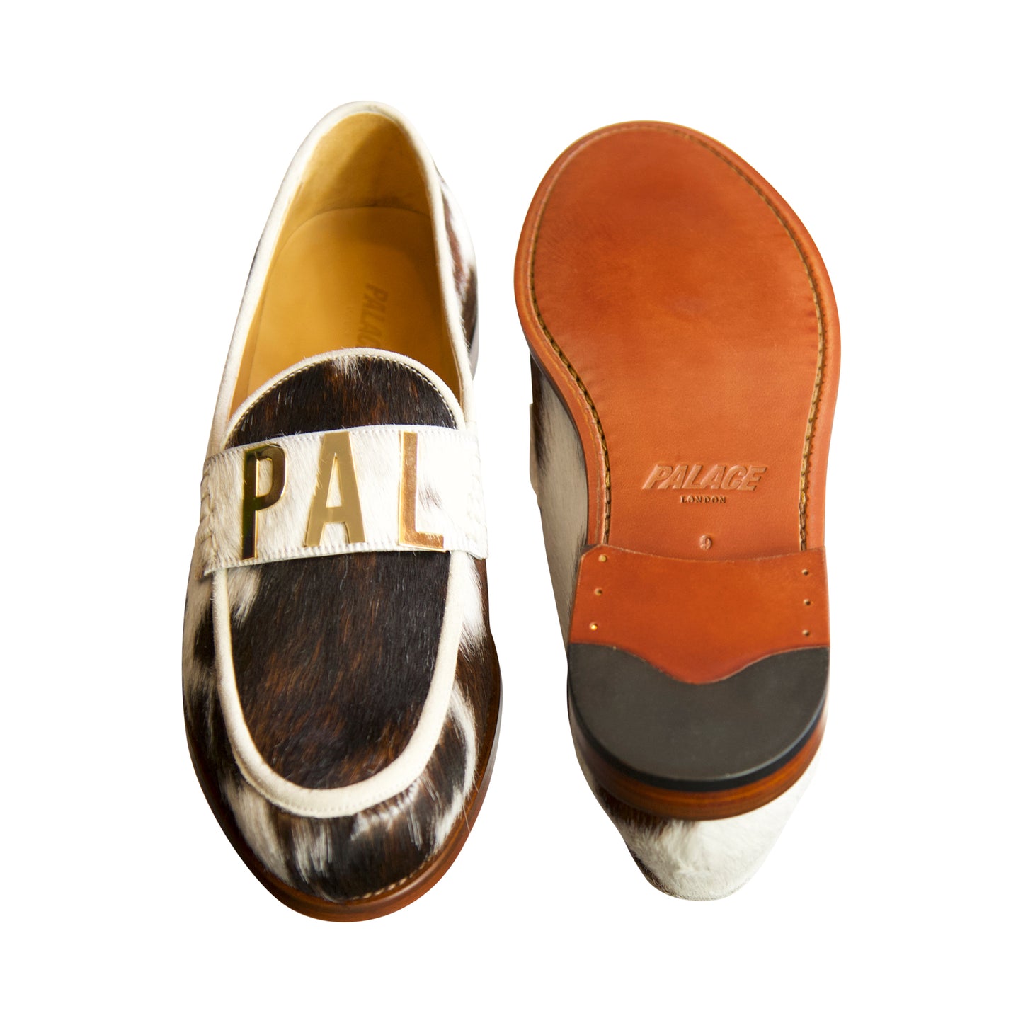 S/S 2021 Palace White Brown Patch Faux Pony Loafer