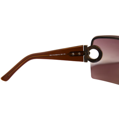 Salvatore Ferragamo Gold Tone Gancini Logo Brown Shield Sunglasses