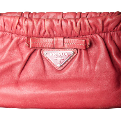 Prada Pink Ruched Leather Mini Shoulder Bag