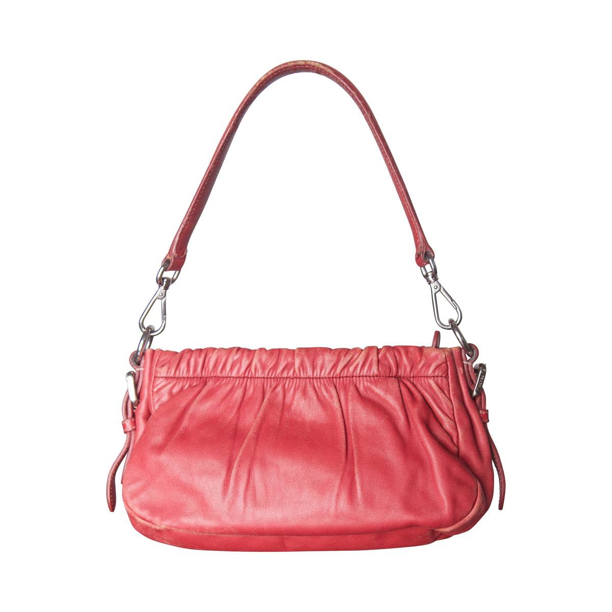 Prada Pink Ruched Leather Mini Shoulder Bag