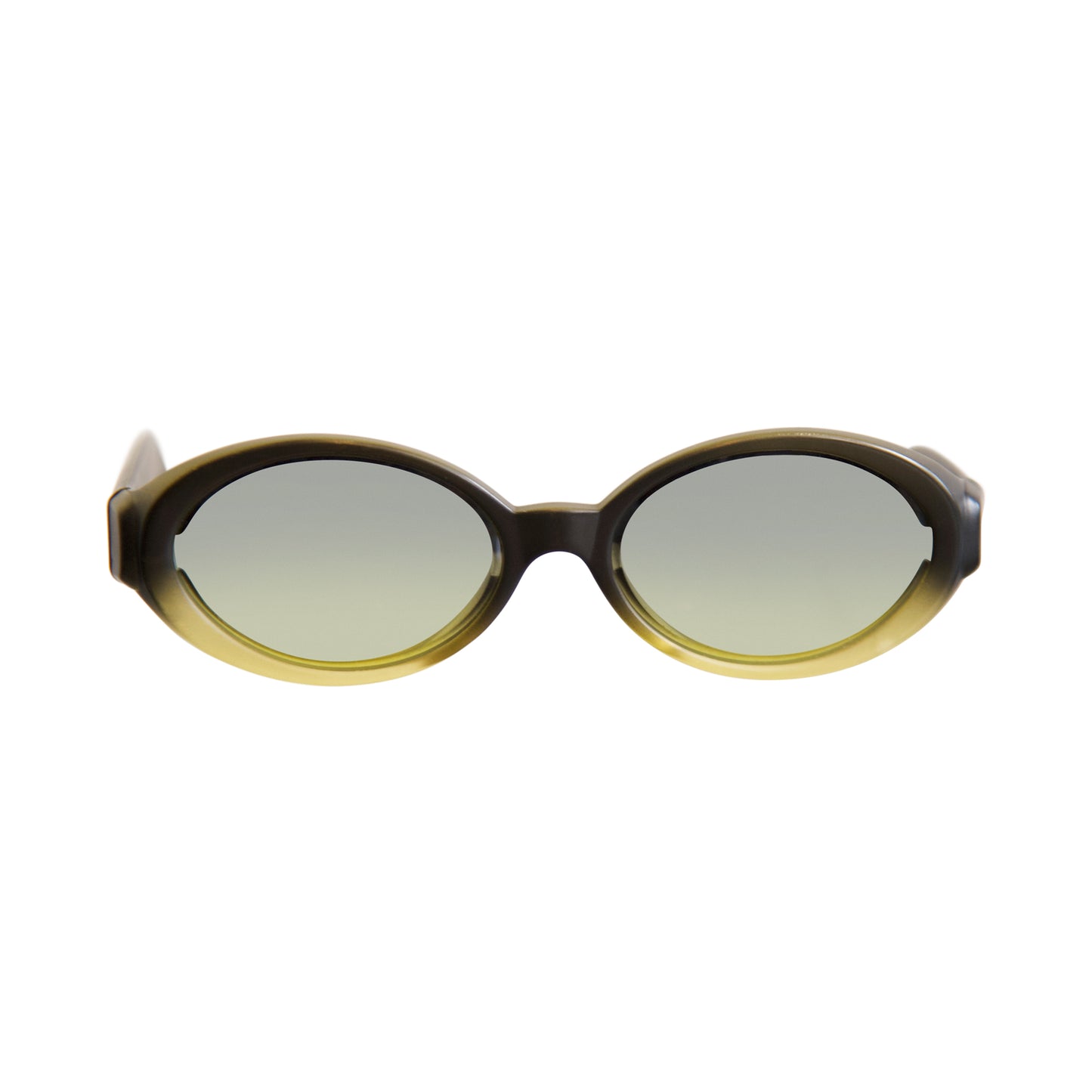 Fendi Olive Gold Logo Oval Sunglasses