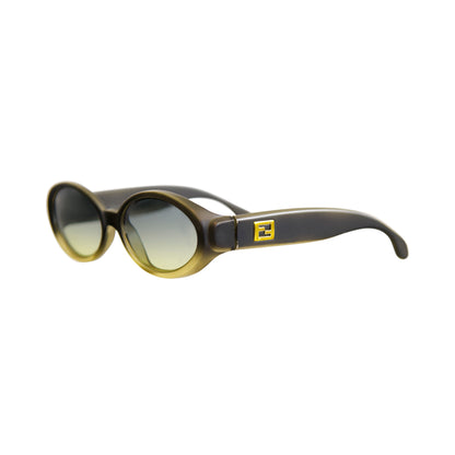 Fendi Olive Gold Logo Oval Sunglasses