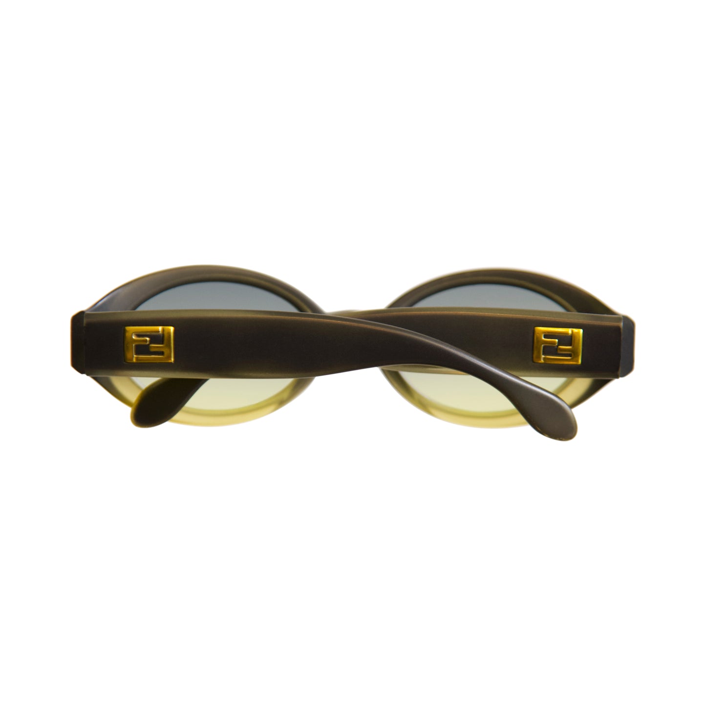 Fendi Olive Gold Logo Oval Sunglasses