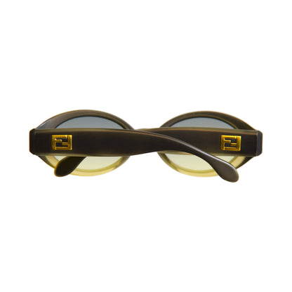 Fendi Olive Gold Logo Oval Sunglasses