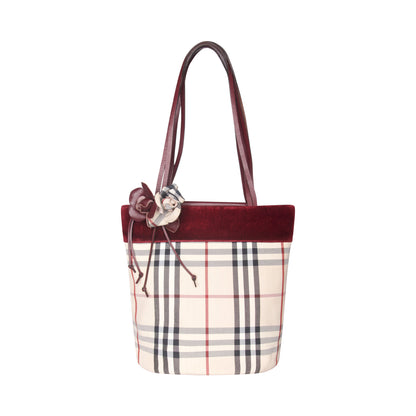Burberry Velvet Strip Nova Check Rose Bag