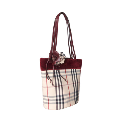 Burberry Velvet Strip Nova Check Rose Bag