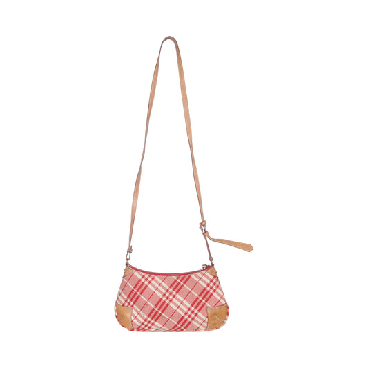 Burberry Red Nova Check Cotton Canvas Shoulder Bag