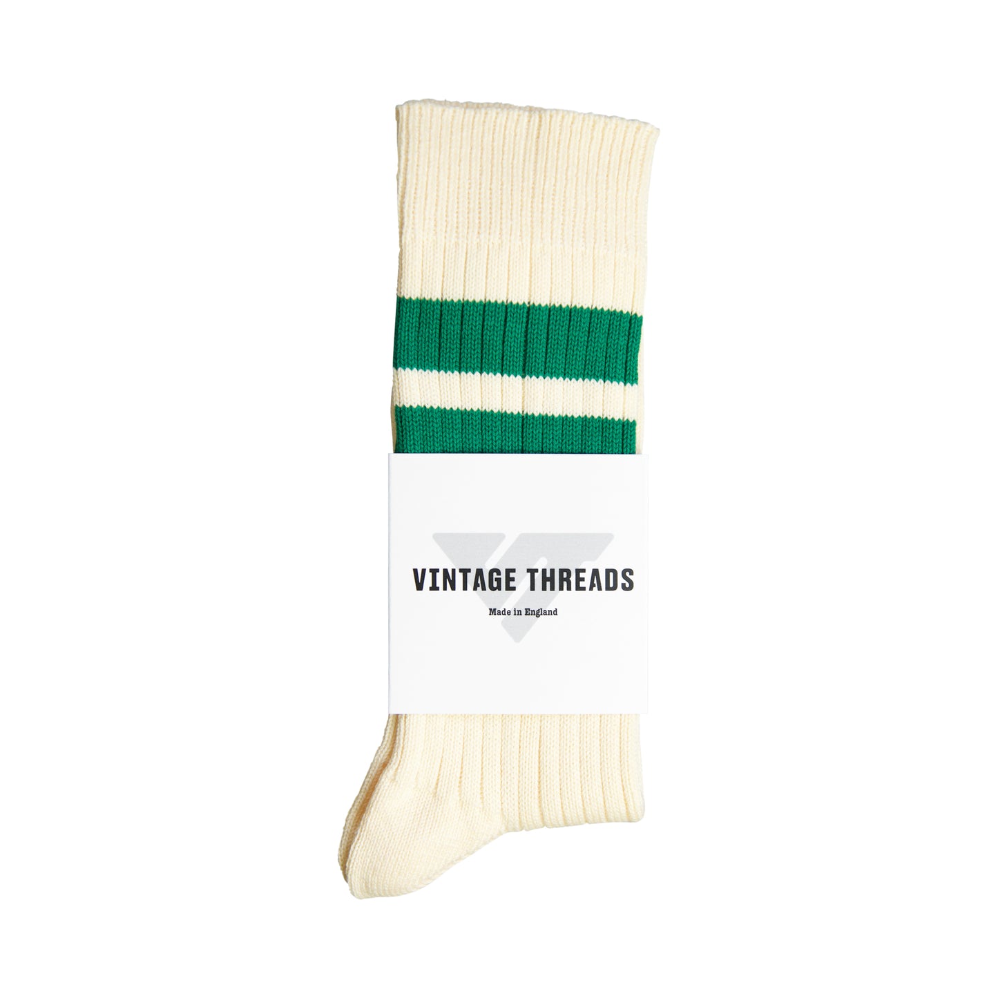 Vintage Threads Cream Cotton Stripe Socks